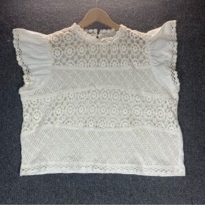 Jennifer & Grace White Lace Women's Eyelet Cutout Top Coquette Bridal Cottage XL